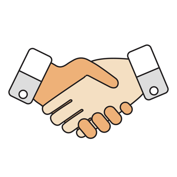 Два деловых партнера пожимают друг другу руки - Вектор,изображение
