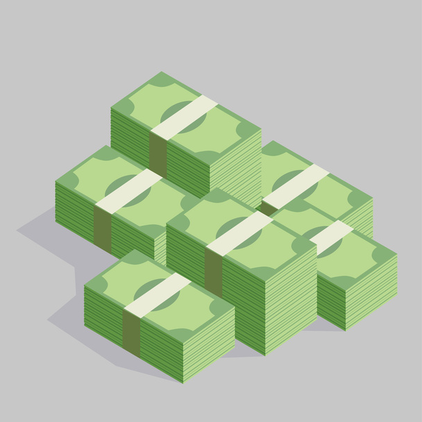 piles of green banknotes - Vector, Image