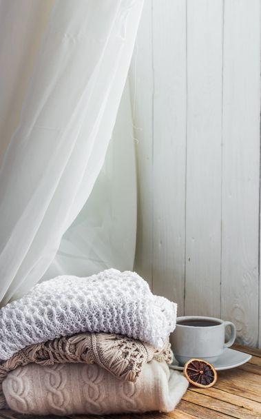 Knit útulný skládaný svetr - Fotografie, Obrázek