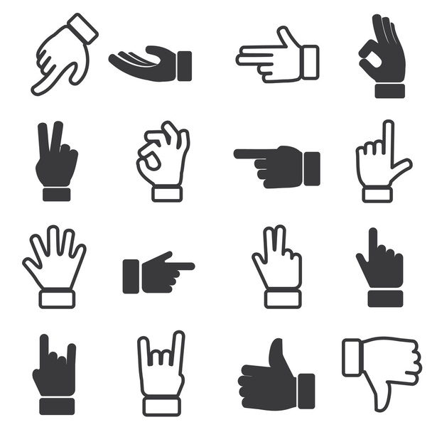 Hands icons in different positions - Vector, Image