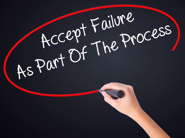 Woman Hand Writing Accept Failure As Part Of The Process with a  - Photo, Image