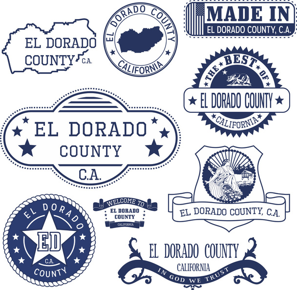Condado de El Dorado, CA. Sellos y signos
 - Vector, Imagen