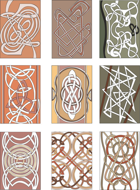 Reihe von vertikalen Knoten dekorativen Mustern - Vektor, Bild