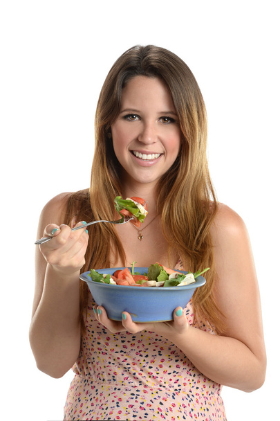 Young Woman Holding Salad Bowl - Fotó, kép