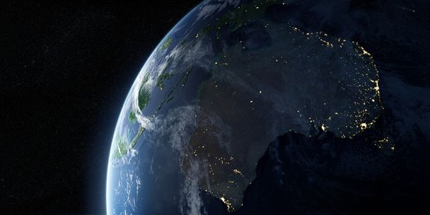 Vista orbital de la Tierra desde el espacio
 - Foto, Imagen