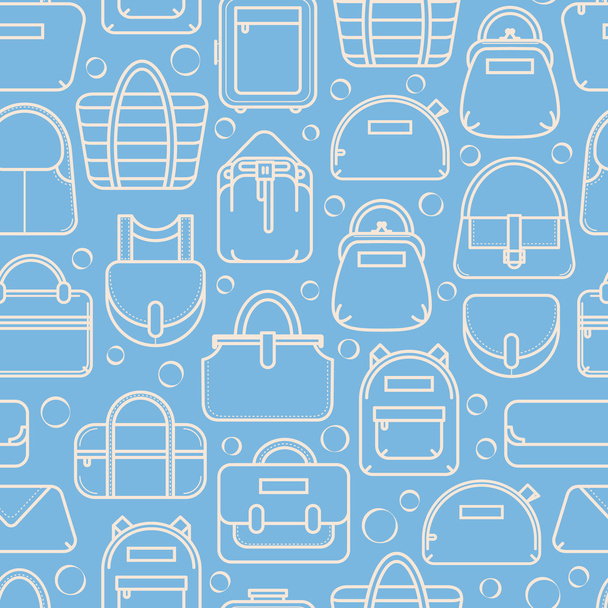 Two color seamless background with fashion bag line icons - Vektor, obrázek