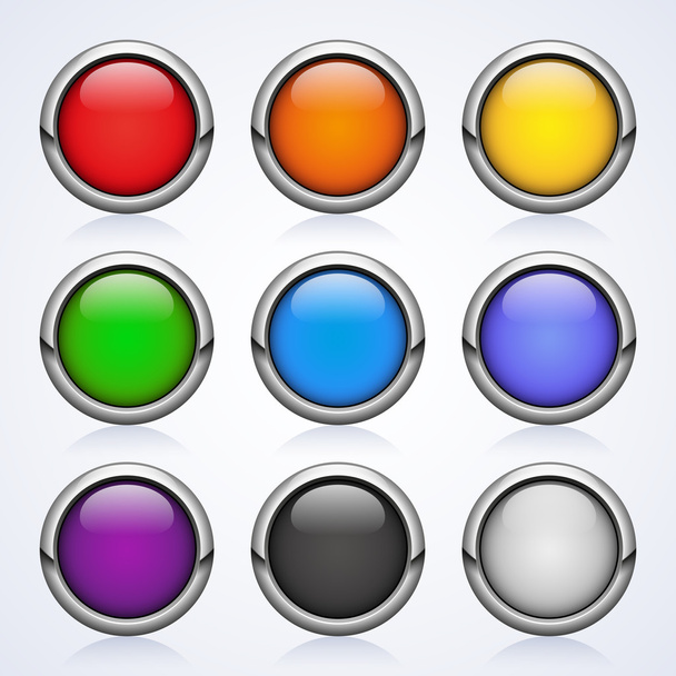 Set of colored round web buttons - Vetor, Imagem
