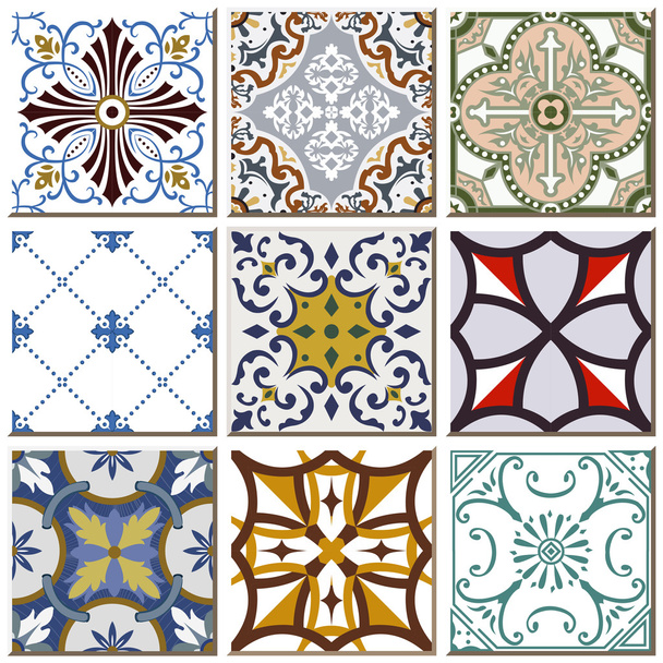 Vintage retro ceramic tile pattern set collection 013 - Vector, Image