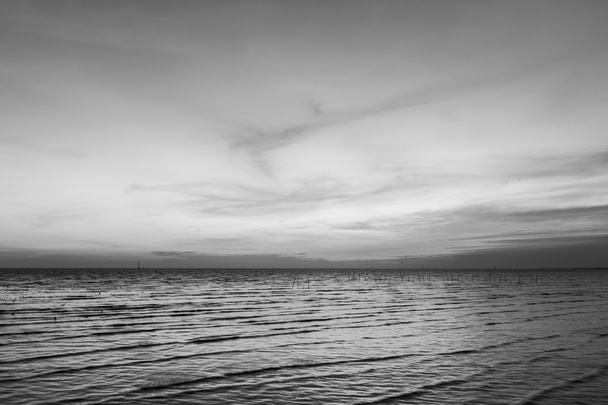 Zwart-wit, Skyline kustlijn met mooie natuurlijke hemel - Foto, afbeelding