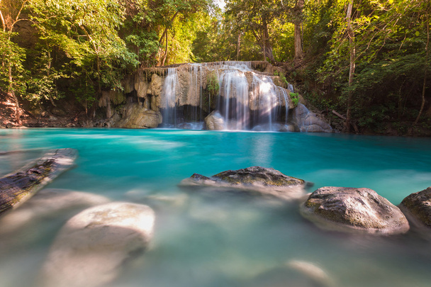 Natural blue stream waterfalls in deep forest jungle - Photo, Image