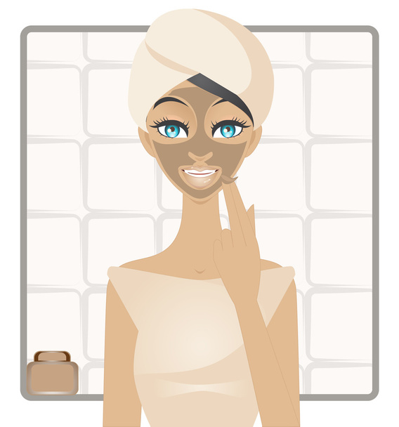 Beauty with mud facemask - Vector, Image