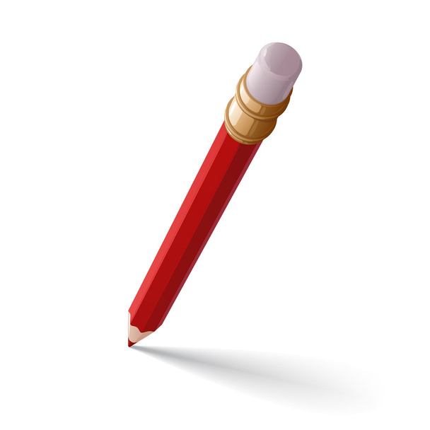Red pencil with eraser - Vektör, Görsel
