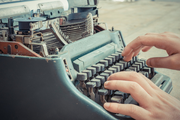 Typewriter and human hand - Photo, Image