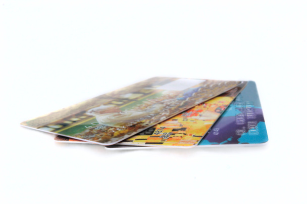 hitelkártyák, elszigetelt, felett fehér - Fotó, kép