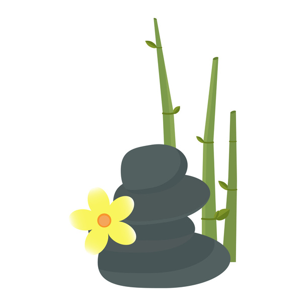 Hygiëne artikelen van steen, bloem en bamboe - Vector, afbeelding