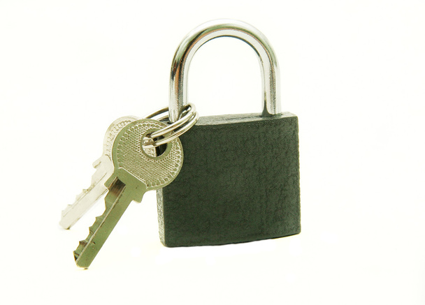 padlock and two keys over white - Photo, Image
