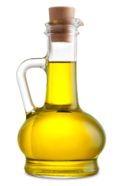 Olive oil bottle on white - Foto, afbeelding