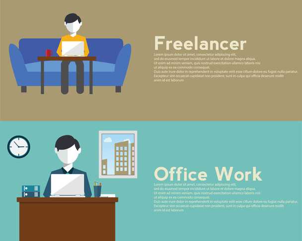Freelance and Office work - Vektor, obrázek