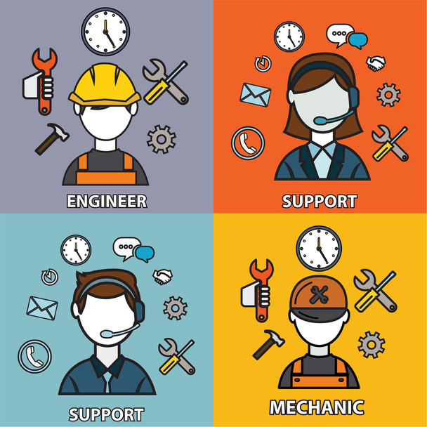 Engineering, mechanic and support icons - Vektor, obrázek
