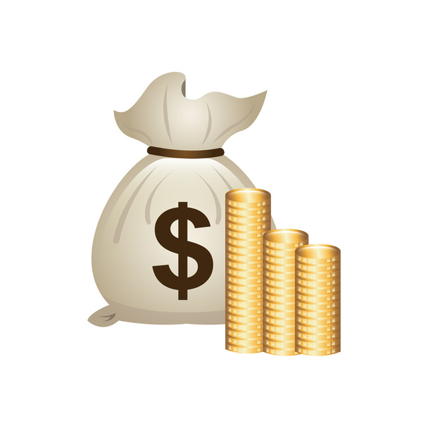 bag money with economy icon - Vetor, Imagem