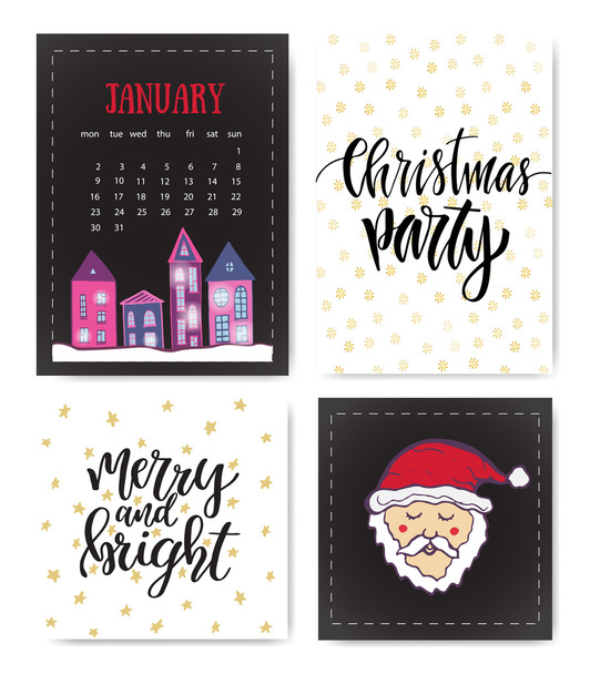 Christmas party greeting cards - Vector, afbeelding
