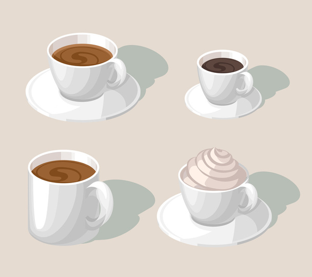 3d, art 4 cups, drinks, coffee - Вектор,изображение