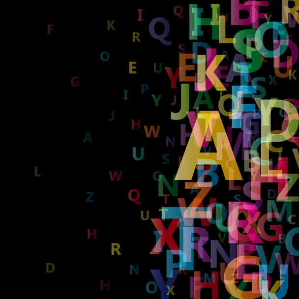 Vektor abstraktes Alphabet auf schwarzem Hintergrund - Vektor, Bild