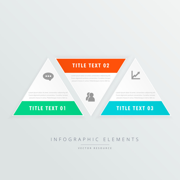 τρεις τρίγωνο σχήματα infographic πρότυπο με εικόνες επιχειρήσεων - Διάνυσμα, εικόνα