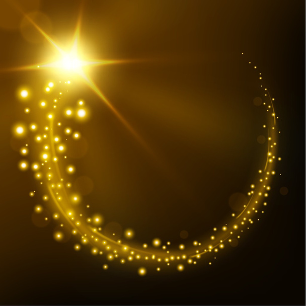 Magic gold light half rounded background - Vector, afbeelding