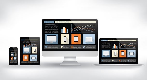 conceito moderno de web design - vetor de dispositivos eletrônicos
 - Vetor, Imagem