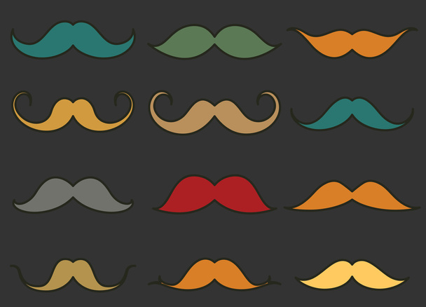 Set de bigotes de colores vintage
 - Vector, Imagen