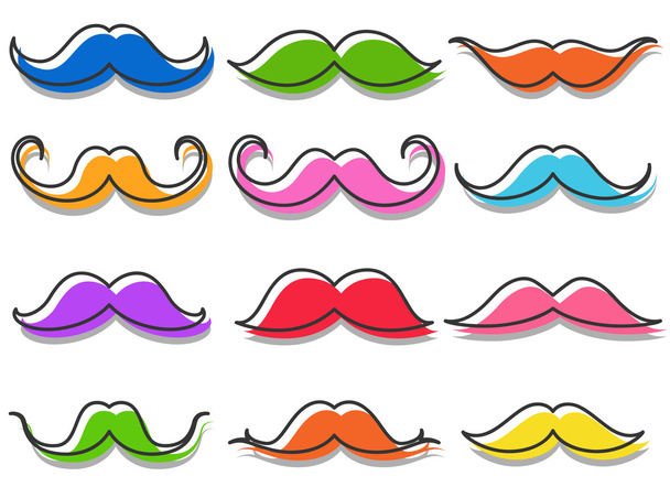 Multicolored Moustaches Set - Vector, afbeelding