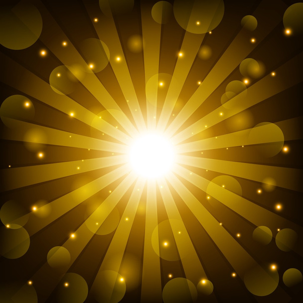 Golden shine with lens flare background - Vector, Image