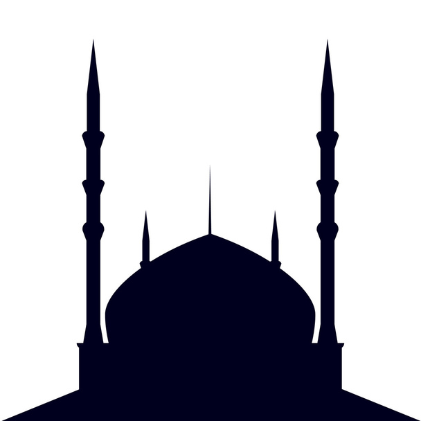 Silueta de mezquita sobre fondo blanco
, - Vector, Imagen