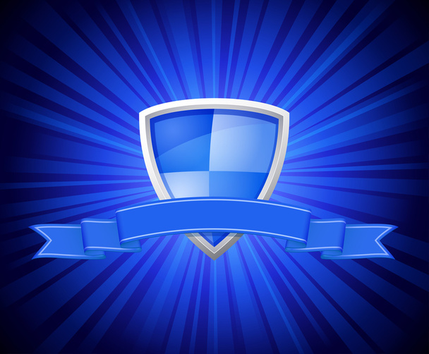 Shield with blue ribbon for message - Vector, Image
