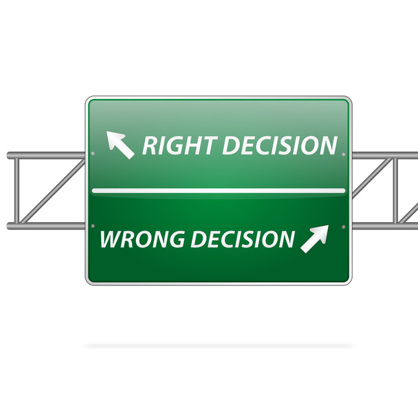 Conseil de direction des bonnes et des mauvaises décisions (signe
) - Vecteur, image