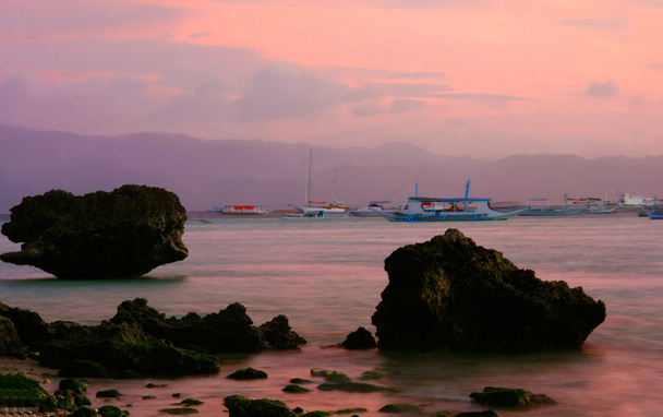 Ships and rock at sunset - Photo, Image