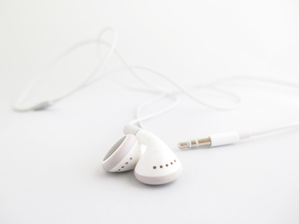 Headphones white button - Foto, afbeelding