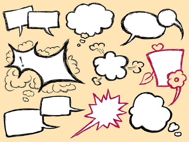 Hand Drawn Speech And Thought Bubbles - Vector, Image