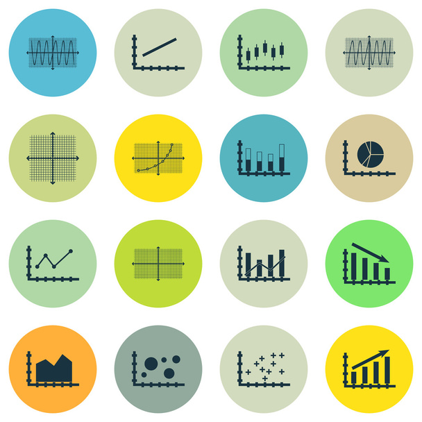 Set Of Graphs, Diagrams And Statistics Icons. Premium Quality Symbol Collection. Icons Can Be Used For Web, App And UI Design. Vector Illustration, EPS10. - ベクター画像
