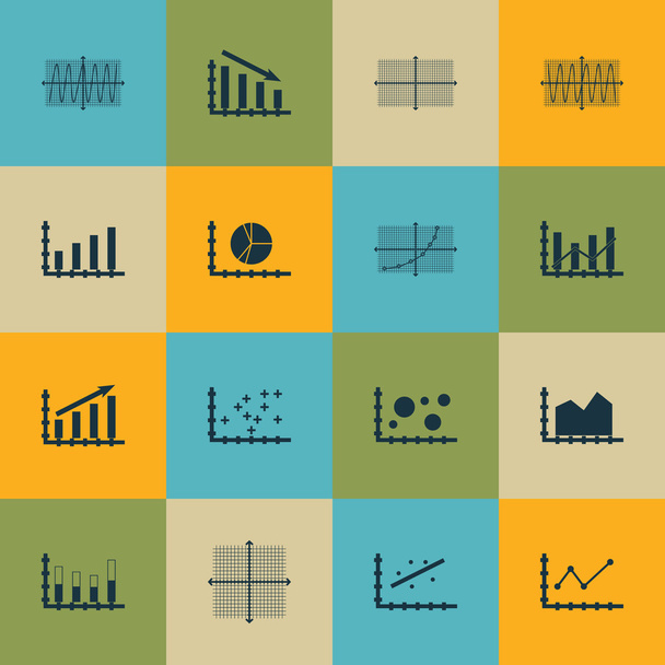 Set Of Graphs, Diagrams And Statistics Icons. Premium Quality Symbol Collection. Icons Can Be Used For Web, App And UI Design. Vector Illustration, EPS10. - Vector, Image