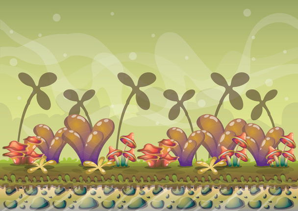 cartoon vector nature landscape background with separated layers for game art and animation - ベクター画像