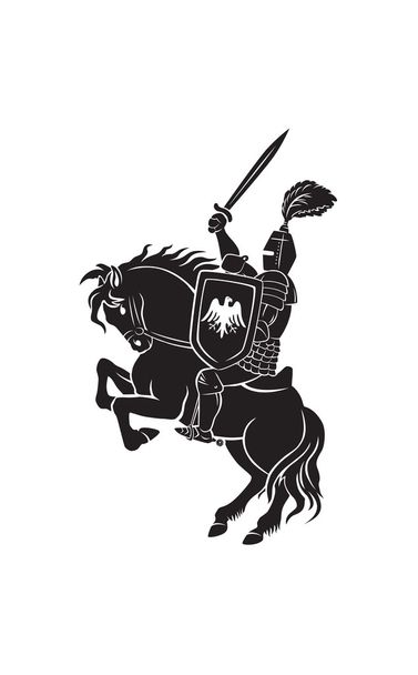 knight with sword mounted on horse - Vector, Image
