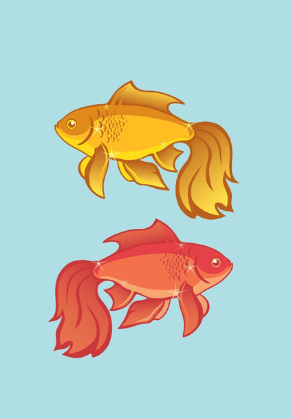 goldfish and red fish - Vector, imagen
