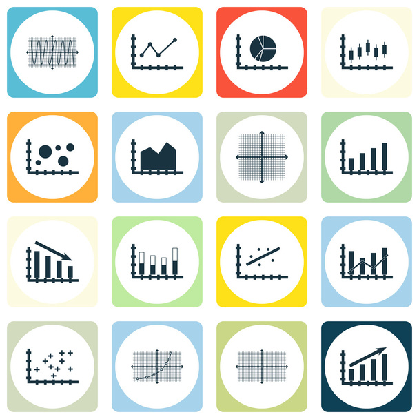 Set Of Graphs, Diagrams And Statistics Icons. Premium Quality Symbol Collection. Icons Can Be Used For Web, App And UI Design. Vector Illustration, EPS10. - Vector, Image