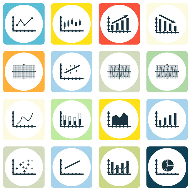 Set Of Graphs, Diagrams And Statistics Icons. Premium Quality Symbol Collection. Icons Can Be Used For Web, App And UI Design. Vector Illustration, EPS10. - Vector, afbeelding