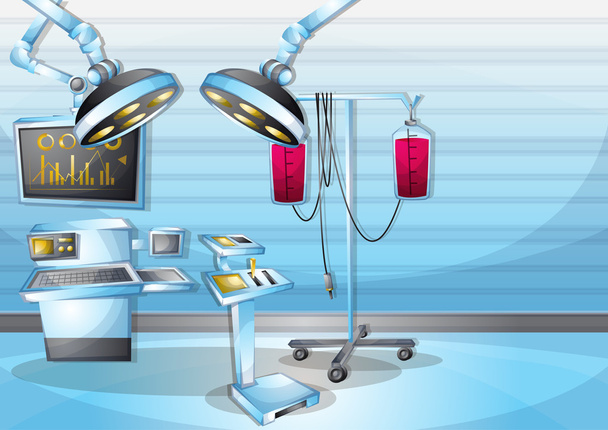 cartoon vector illustration interior surgery operation room with separated layers - Vector, Image