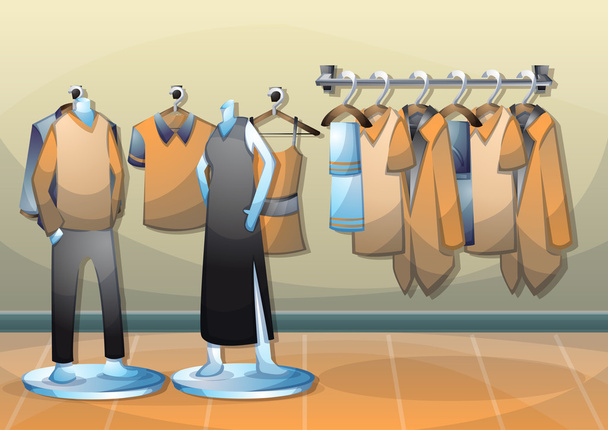 illustration vectorielle de dessin animé salle de vêtements intérieure avec des couches séparées
 - Vecteur, image