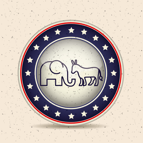 Esel und Elefant der Abstimmung im Buttondesign - Vektor, Bild