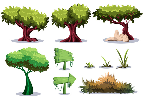Cartoon vector natuur landschap-object met gescheiden lagen voor game art en animatie - Vector, afbeelding